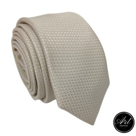 Gravata jacquard quadriculada bege 